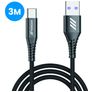 Mobigear Nylon - Câble USB-A vers USB-C 3 mètres - Noir