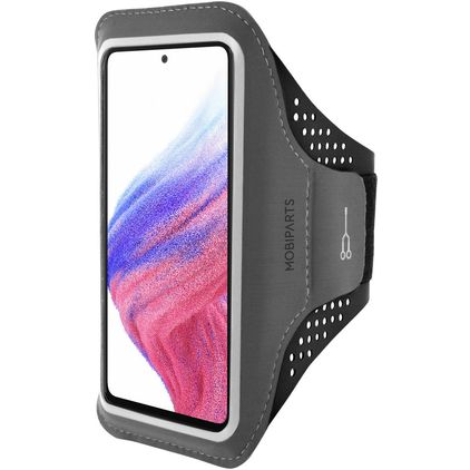 Mobiparts Comfort Fit Brassard Téléphone Samsung Galaxy A53 Brassard Coque de Sport en Neoprène - Noir