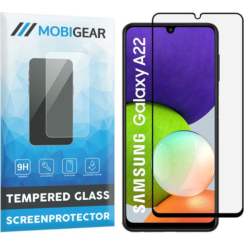 Mobigear Premium Samsung Galaxy A22 4G Verre trempé Protection d'écran - Compatible Coque - Noir