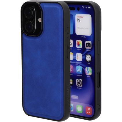 Mobiparts Classic iPhone 16 MagSafe TPU / Similicuir Coque arrière - Sapphire Blue