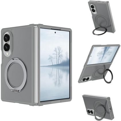 Mobigear 360 Rotating Ring Coque Samsung Galaxy Z Fold 8 Ultra MagSafe Coque arrière Rigide avec Anneau-Support - Gris