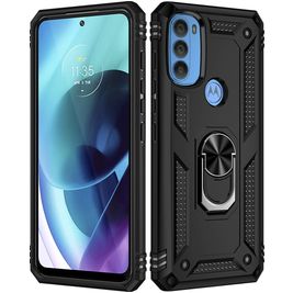 Mobigear Armor Ring Coque Motorola Moto G71 5G Coque arrière Rigide Anti-Chocs avec Anneau-Support - Noir