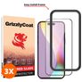 GrizzlyCoat Easy Fit iPhone 15 Plus Verre trempé Protection d'écran - Compatible Coque + Cadre d'installation - Noir (Lot de 3)