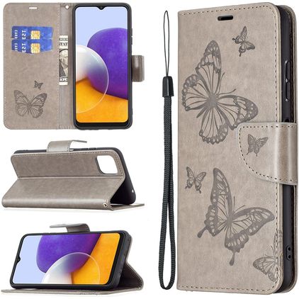 Mobigear Butterfly Samsung Galaxy A22 5G Étui Portefeuille - Gris
