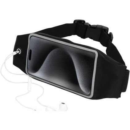 Mobiparts Comfort Fit Belt Brassard Téléphone iPhone 15 Pro Max Ceinture Coque de Sport en Neoprène - Noir