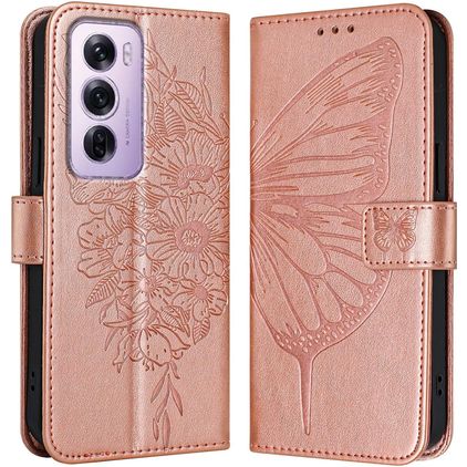 Mobigear Butterfly OPPO Reno 12 Pro Étui Portefeuille - Rose doré
