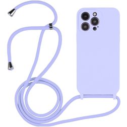 Mobigear Lanyard iPhone 14 Pro Coque avec cordon en Silicone - Violet