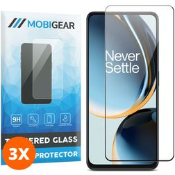 Mobigear Premium OnePlus Nord CE 3 Lite Verre trempé Protection d'écran - Compatible Coque - Noir (Lot de 3)