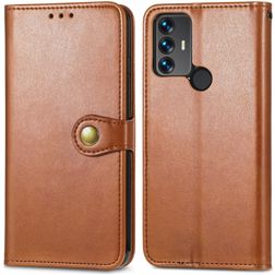 Mobigear Snap Button Housse TCL 30 SE Etui Porte-Monnaie - Marron