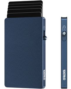 Valenta Cardprotector - Porte Cartes en en Aluminium - 7 Cartes - Compatible MagSafe - Bleu