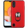 Mobigear Armor Ring Coque Samsung Galaxy A01 Coque arrière Rigide Anti-Chocs avec Anneau-Support - Rouge