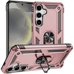 Mobigear Armor ring Samsung Galaxy S25 Plastique rigide Coque arrière Antichoc avec bague de maintien - Rose doré