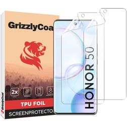 GrizzlyCoat HONOR 50 Hydrogel TPU Protection d'écran - Compatible Coque + Cadre d'installation (Lot de 2)