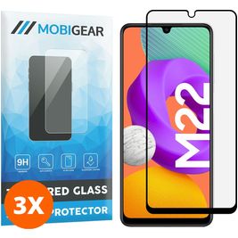 Mobigear Premium Samsung Galaxy M22 Verre trempé Protection d'écran - Compatible Coque - Noir (Lot de 3)