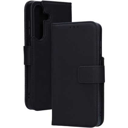 Mobiparts Housse Samsung Galaxy S25 Etui en Cuir Véritable Porte-Monnaie - Noir