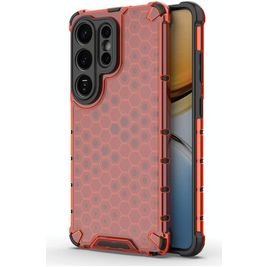 Mobigear Honeycomb Coque Samsung Galaxy S26 Ultra Coque arrière Rigide Anti-Chocs - Rouge