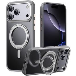 Mobigear Frosted Mag Coque iPhone 17 Pro MagSafe Coque arrière Rigide avec Support Amovible - Vert