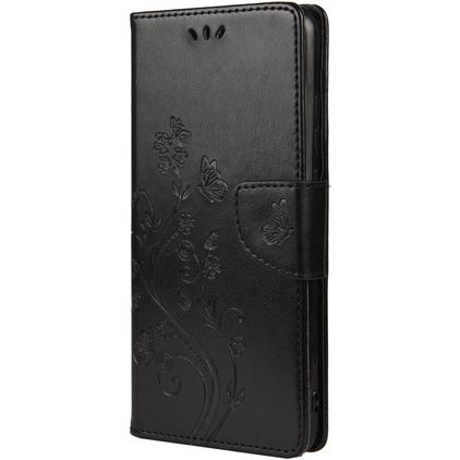 Mobigear Flowers Housse Samsung Galaxy A23 Etui Porte-Monnaie - Noir