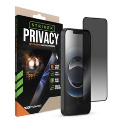 Striker Xtreme Impact Privacy iPhone 13 Pro Verre trempé Protection d'écran Confidentialité - Compatible Coque - Noir
