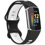 Mobigear Sport Dual Bracelet Silicone Fitbit Charge 5 Fermeture à clou et passant - Noir / Blanc