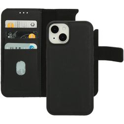 Mobiparts Housse iPhone 14 MagSafe Etui avec Coque Détachable en Cuir Véritable Porte-Monnaie - Noir