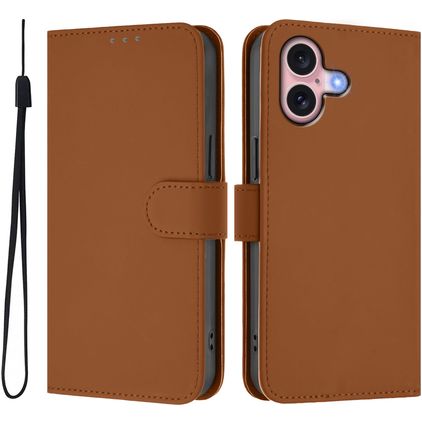 Mobigear Urban Wallet Housse iPhone 16 Etui Porte-Monnaie - Marron