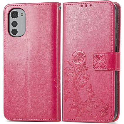 Mobigear Clover Housse Motorola Moto E32 Etui Porte-Monnaie - Magenta