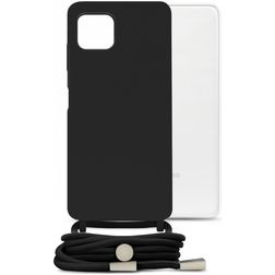 Mobilize Lanyard Gelly Samsung Galaxy A22 5G Coque avec cordon en TPU Souple - Noir