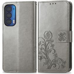 Mobigear Clover Motorola Edge (2021) Étui Portefeuille - Gris