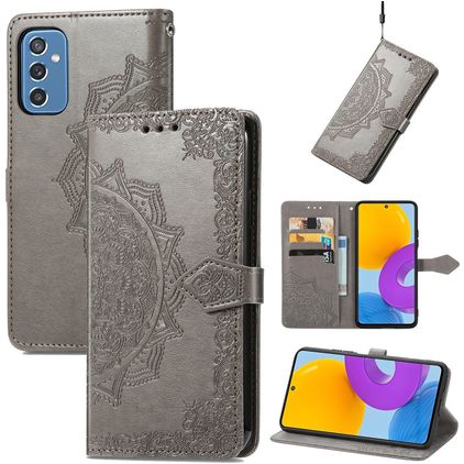 Mobigear Mandala Housse Samsung Galaxy M52 Etui Porte-Monnaie - Gris