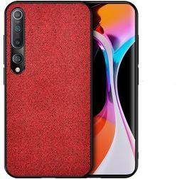 Mobigear Fabric Xiaomi Mi 10 Plastique rigide Coque arrière - Rouge
