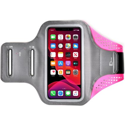 Mobigear Easy Fit Brassard Téléphone iPhone 12 Brassard Coque de Sport en Neoprène - Rose