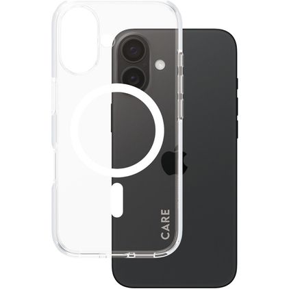 CARE by PanzerGlass Urban Combat iPhone 16 MagSafe Plastique rigide Coque arrière - Transparent / Blanc