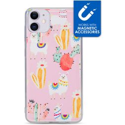 My Style Magneta Coque iPhone 11 Coque arrière en TPU Souple - Pink Alpaca