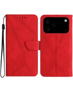 Mobigear Stitch iPhone 18 Pro Max Étui Portefeuille - Rouge