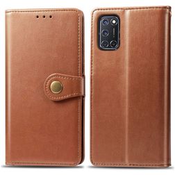 Mobigear Snap Button Housse OPPO A52 Etui Porte-Monnaie - Cognac