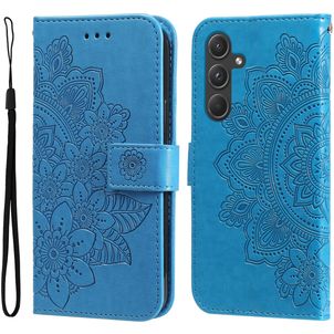 Mobigear Flowers Housse Samsung Galaxy A55 Etui Porte-Monnaie - Bleu