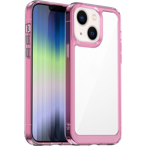 Mobigear Crystal Coque iPhone 14 Coque arrière Rigide - Transparent / Magenta