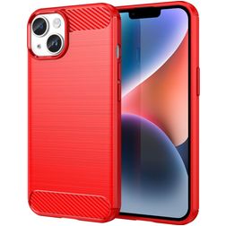 Mobigear Brushed Slim Coque iPhone 15 Plus Coque arrière en TPU Souple - Rouge