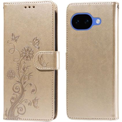 Mobigear Flowers Housse Google Pixel 10a Etui Porte-Monnaie - Or