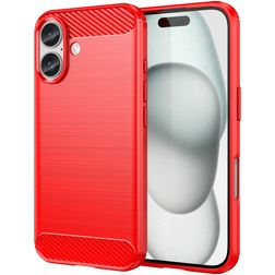 Mobigear Brushed Slim Coque iPhone 16 Coque arrière en TPU Souple - Rouge