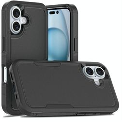 Mobigear Heavy Armor Coque iPhone 16 Coque arrière Rigide Anti-Chocs - Noir