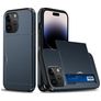 Mobigear Card Coque iPhone 15 Pro Coque arrière Rigide Anti-Chocs avec Porte-Cartes - Dark Blue