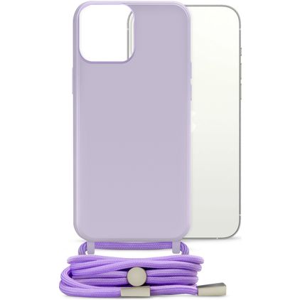 Mobilize Lanyard Gelly iPhone 13 Mini Coque avec cordon en TPU Souple - Pastel Purple