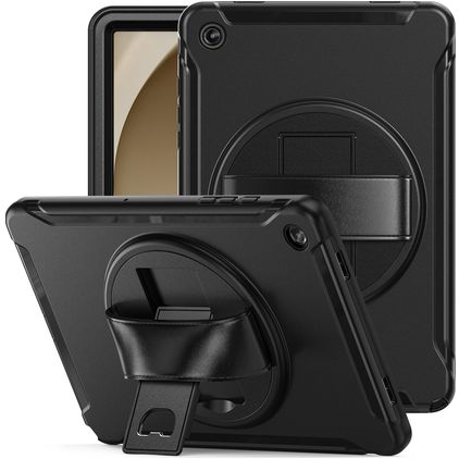 Mobigear SureGrip Coque Samsung Galaxy Tab A9 Plus (2023) Coque arrière en Plastique rigide,Silicone + Support Amovible - Noir