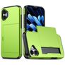 Mobigear Card Coque iPhone 18 Coque arrière Rigide Anti-Chocs avec Porte-Cartes - Vert