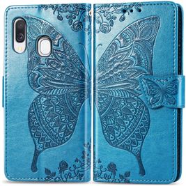 Mobigear Butterfly Housse Samsung Galaxy A40 Etui Porte-Monnaie - Bleu