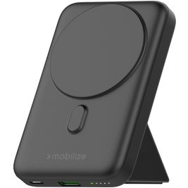 Mobilize Magnetic Wireless Stand - Batterie externe Double USB / USB-C 10.000 mAh Power Delivery 15W - Compatible MagSafe - Noir