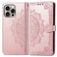 Mobigear Mandala iPhone 16 Étui Portefeuille - Rose doré