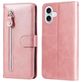 Mobigear Zipper Housse iPhone 17 Etui Porte-Monnaie - Rose doré